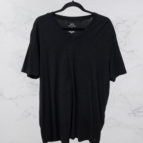 A|X Armani Exchange XL Black V-Neck 100% Pima Cotton - Picture 1 of 4